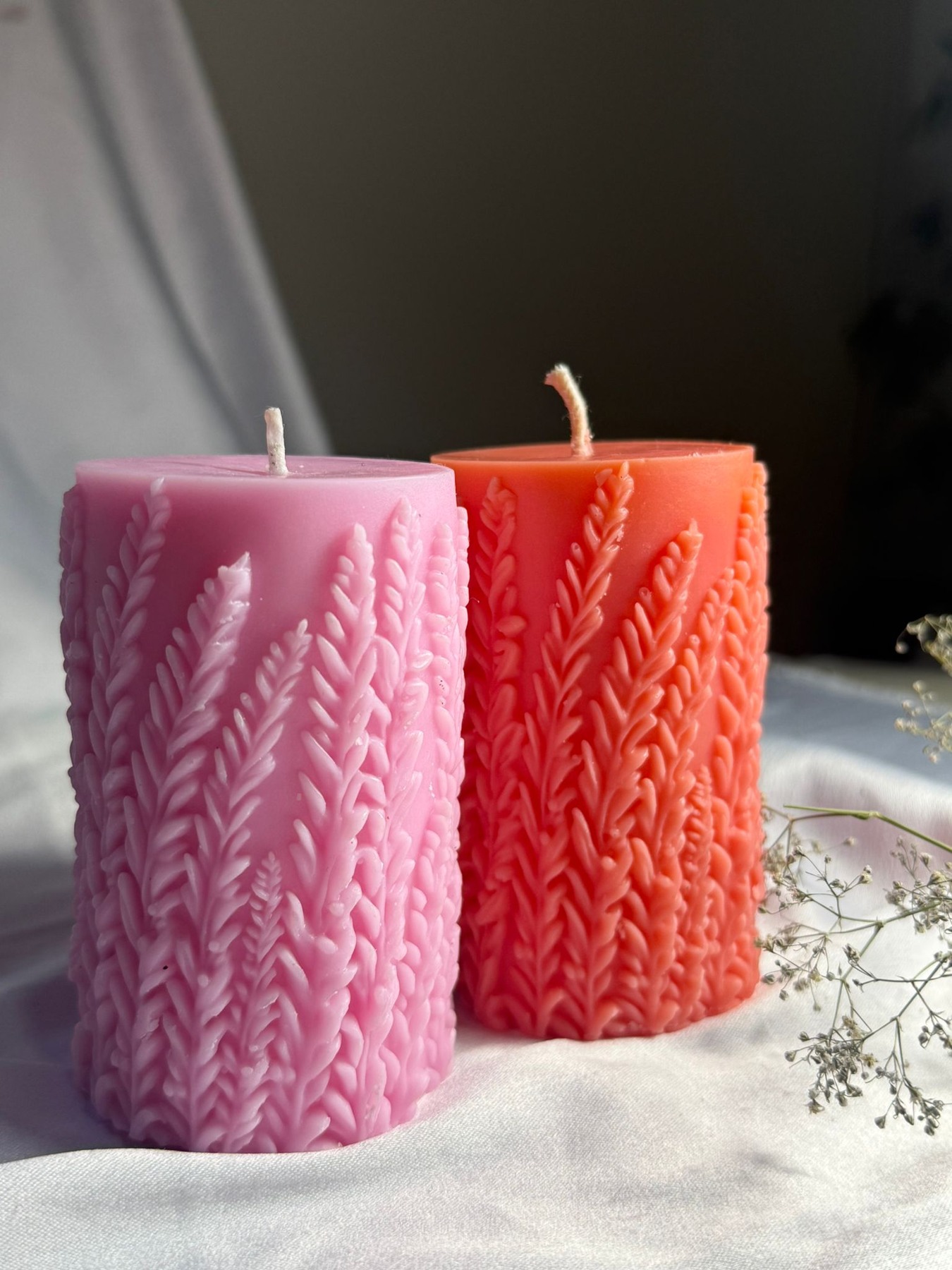 VELUMA sculptural botanical pillar candles